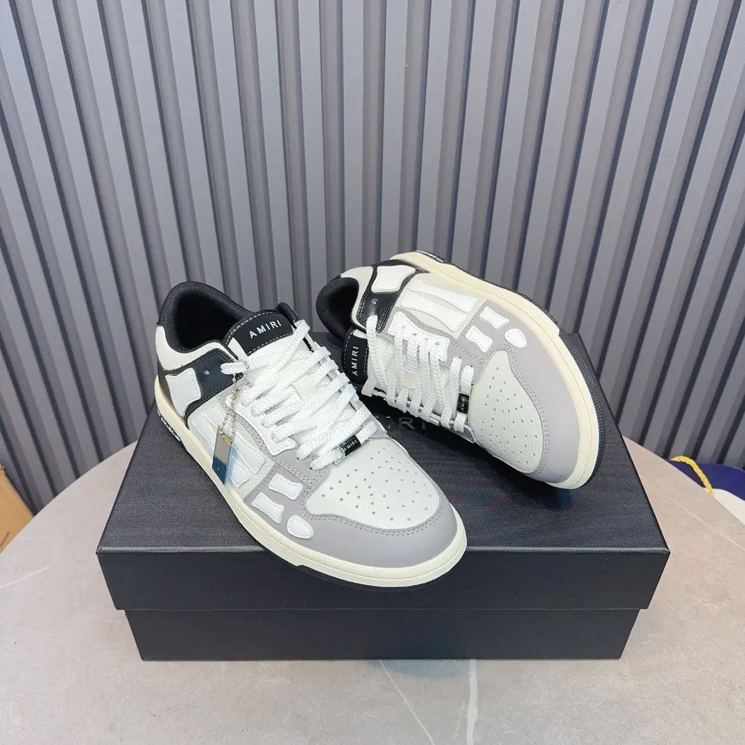 Men's men's shoes 💰600 AMIRI high street sneakers with bone sports shoes, toe layer cowhide upper, upper side bones, hand-stitched, good three-dimensional effect, customized metal LOGO, size 38-45 46